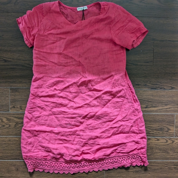 Hot pink linen dress - Picture 1 of 3